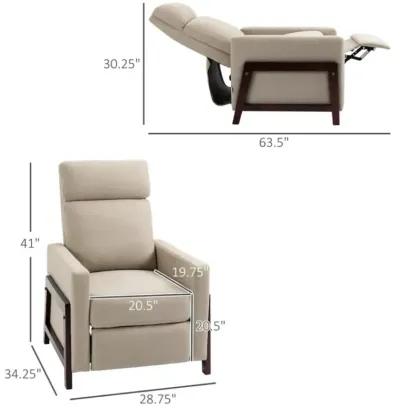 Modern Upholstered Manual Reclining Sofa Chair w/ Armrest and Footrest