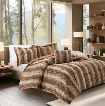 Gracie Mills Shawn 4-Peice Soft Faux Fur to Mink Comforter Set