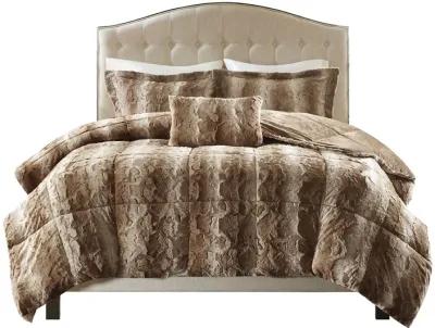 Gracie Mills Shawn 4-Peice Soft Faux Fur to Mink Comforter Set