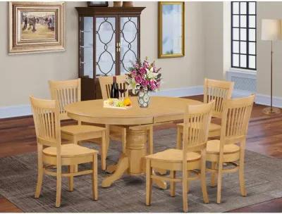 East West Furniture 7  PC  Dining  room  set  for  6-Table  with  Leaf  and  6  Dining  Chairs.