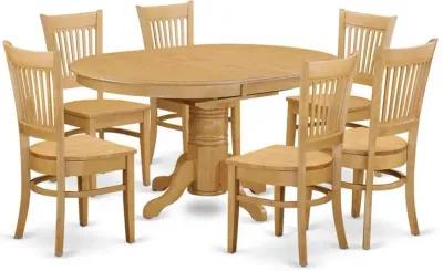 East West Furniture 7  PC  Dining  room  set  for  6-Table  with  Leaf  and  6  Dining  Chairs.