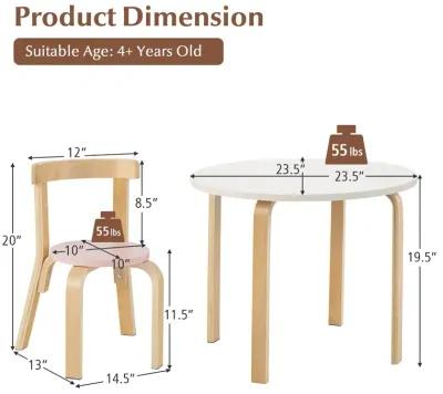 5-Piece Kids Wooden Curved Back Activity Table and Chair Set with Toy Bricks