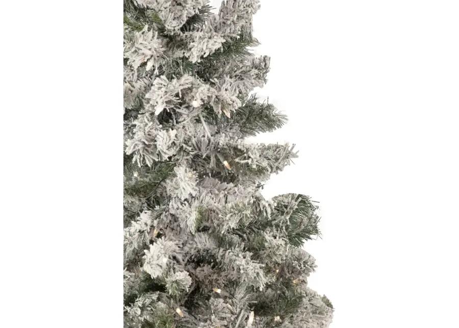 4.5' Pre-Lit Flocked Pine Medium Artificial Christmas Tree - Clear Lights