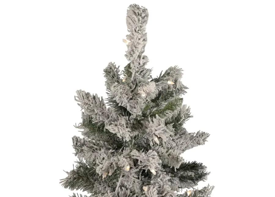 4.5' Pre-Lit Flocked Pine Medium Artificial Christmas Tree - Clear Lights