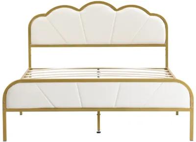 Merax Metal Platform Bed with Upholstered Headboard