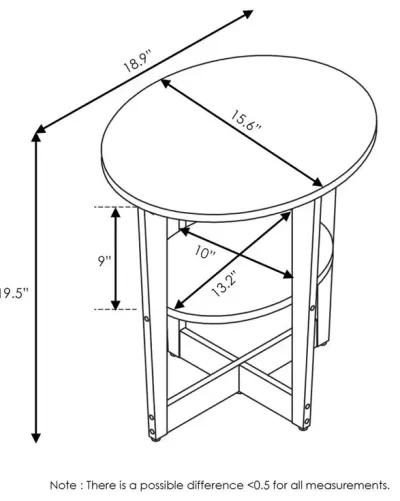 Furinno JAYA Oval End Table, Columbia Walnut/Black