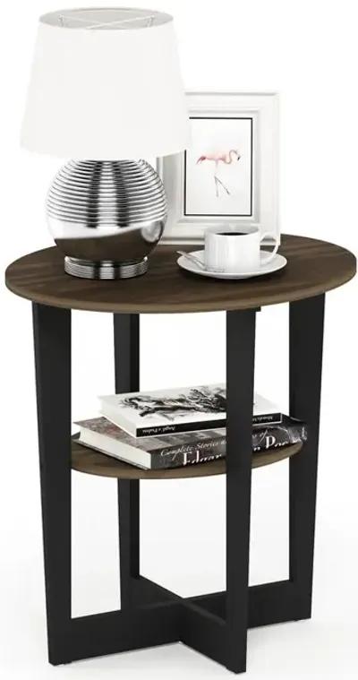 Furinno JAYA Oval End Table, Columbia Walnut/Black