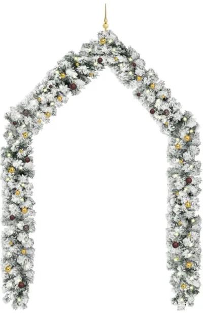 vidaXL Christmas Garland with LEDs&Ball Set Green 32.8' PVC