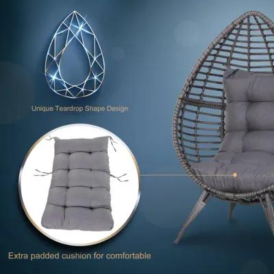 Grey Garden Cocoon: Patio Wicker Egg Chair with Soft Cushion