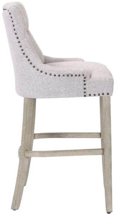 WestinTrends 29" Linen Fabric Tufted Upholstered Bar Stool (Set of 3), Antique Grey