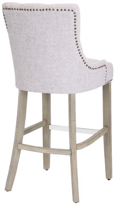 WestinTrends 29" Linen Fabric Tufted Upholstered Bar Stool (Set of 3), Antique Grey