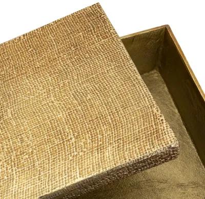 Square Linen Texture Box - Small Gold