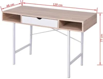 vidaXL Desk with 1 Drawer Oak and White , 20135