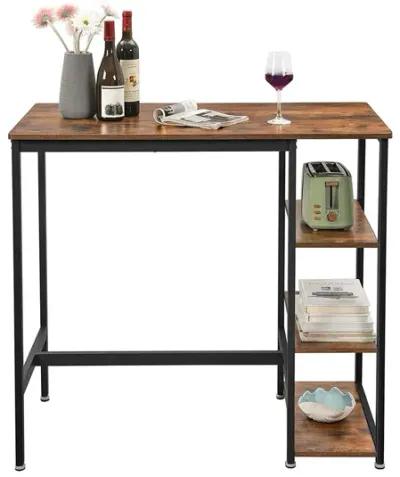 Bar Table, High Dining Table with 3 Storage Shelves