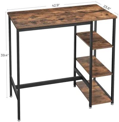 Bar Table, High Dining Table with 3 Storage Shelves