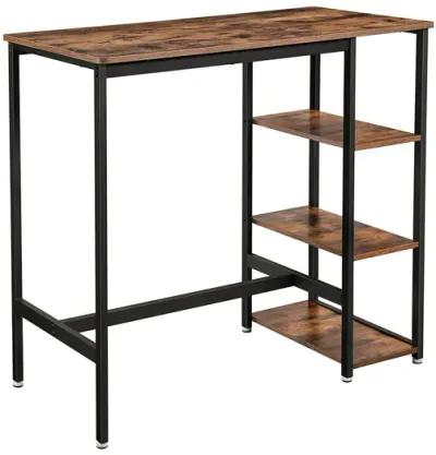 Bar Table, High Dining Table with 3 Storage Shelves