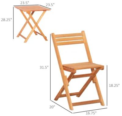 Teak Bistro Set: 3-Piece Folding Outdoor Chairs and Table