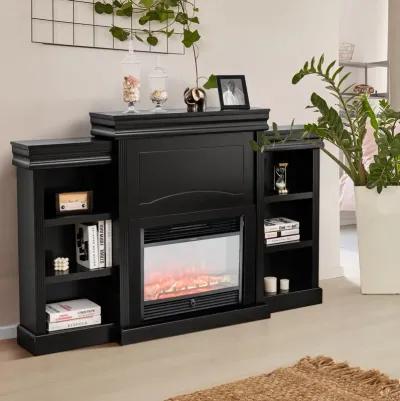 70 Inch Modern Fireplace Media Entertainment Center with Bookcase