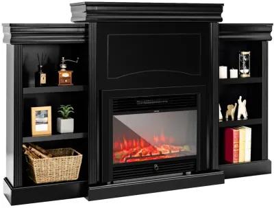 70 Inch Modern Fireplace Media Entertainment Center with Bookcase