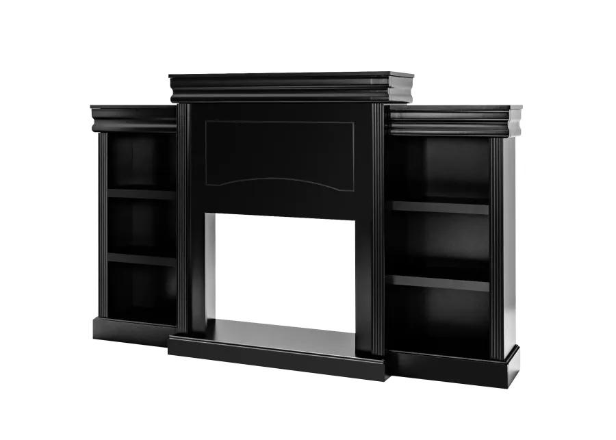 70 Inch Modern Fireplace Media Entertainment Center with Bookcase