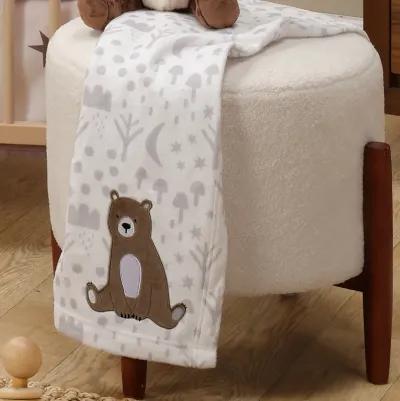 Bedtime Originals Sleepytime Bear White/Brown Soft Fleece Baby Blanket