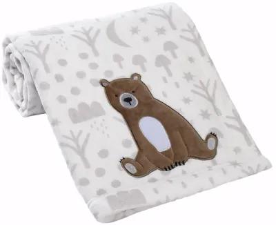 Bedtime Originals Sleepytime Bear White/Brown Soft Fleece Baby Blanket