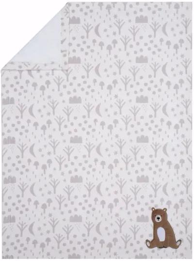 Bedtime Originals Sleepytime Bear White/Brown Soft Fleece Baby Blanket