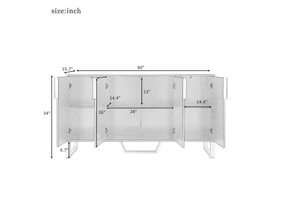 Merax Modern Metal Handles Sideboard Kitchen Cabinet