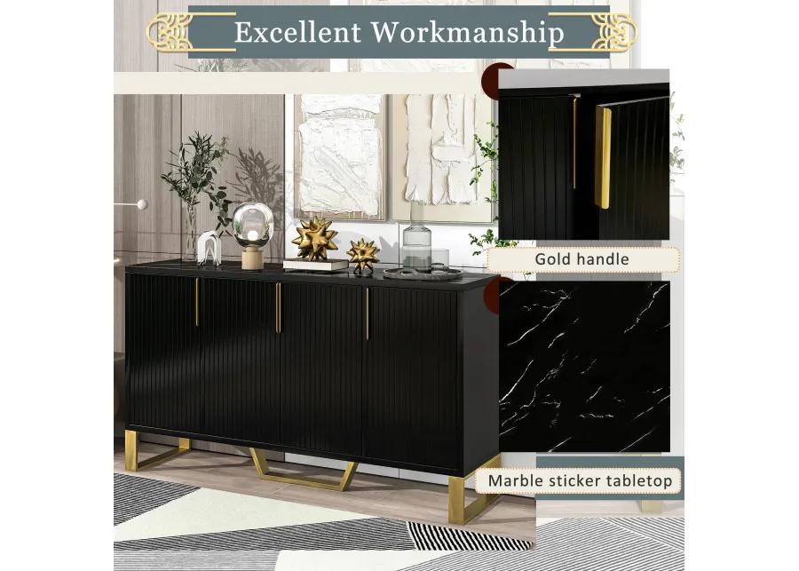 Merax Modern Metal Handles Sideboard Kitchen Cabinet