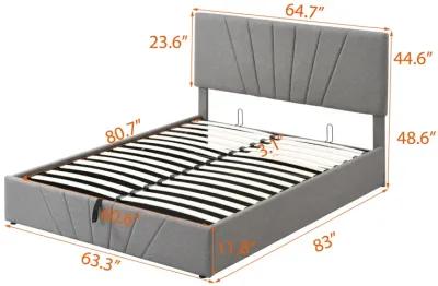 Queen Size Upholstered Platform Bed With A Hydraulic Storage System