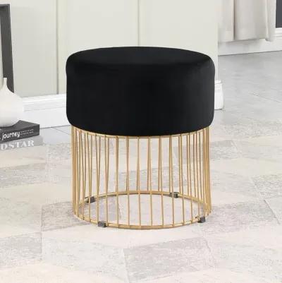 Jerold Black Velvet with Gold Base Ottoman