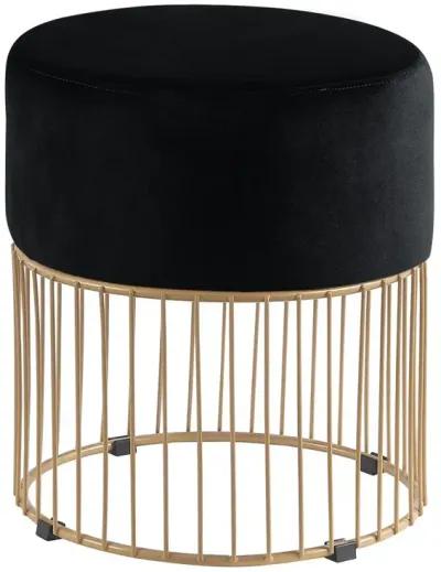 Jerold Black Velvet with Gold Base Ottoman