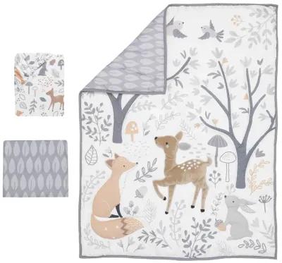 Bedtime Originals Deer Park 3-Piece Crib Bedding Set - Gray, Animals, Woodland