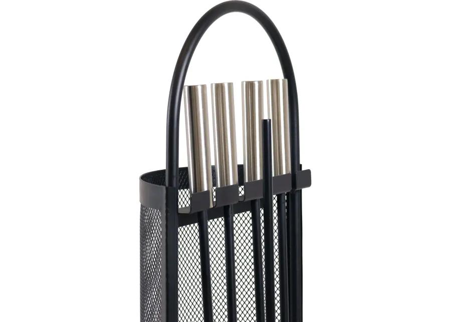 Sunnydaze 4-Piece Fireplace Tool Set with Mesh Shroud Holder