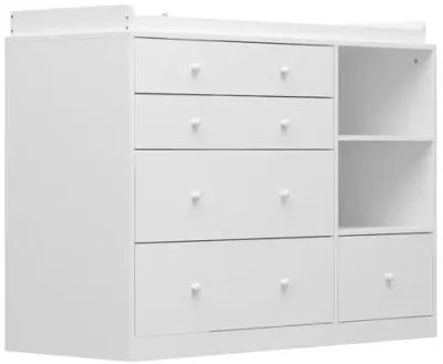 5-Drawers White Wood Chest of Drawers Dresser Vanity Table Storage Cabinet with Shelf 36.1 in. H x 47.2 W x 19.7 D