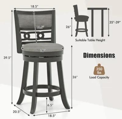 Hivvago Counter Height Bar Chair with Wooden Frame Swivel Seat and Footrest for Pub Bar Restaurant