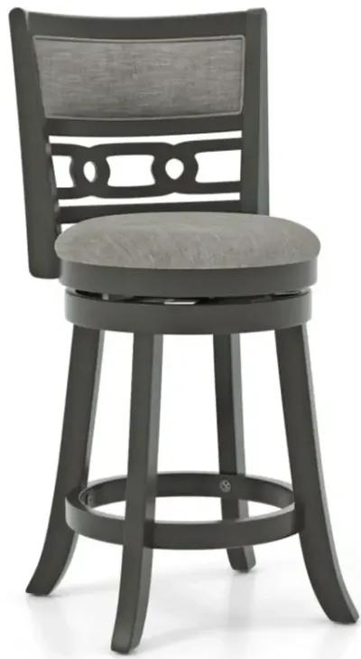 Hivvago Counter Height Bar Chair with Wooden Frame Swivel Seat and Footrest for Pub Bar Restaurant