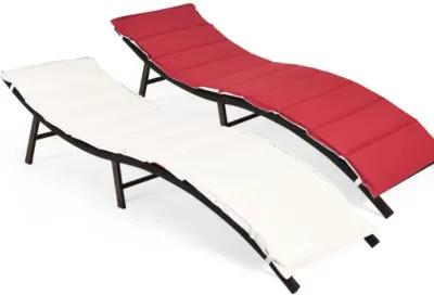 Hivvago 2 Pieces Folding Patio Lounger Chair