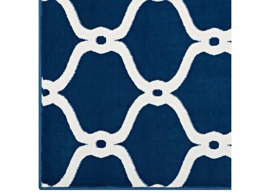 Beltara Chain Link Transitional Trellis 8x10 Area Rug - Moroccan Blue and Ivory