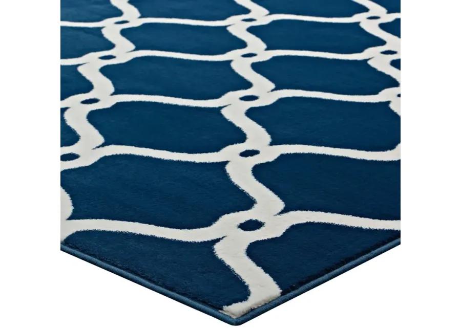 Beltara Chain Link Transitional Trellis 8x10 Area Rug - Moroccan Blue and Ivory