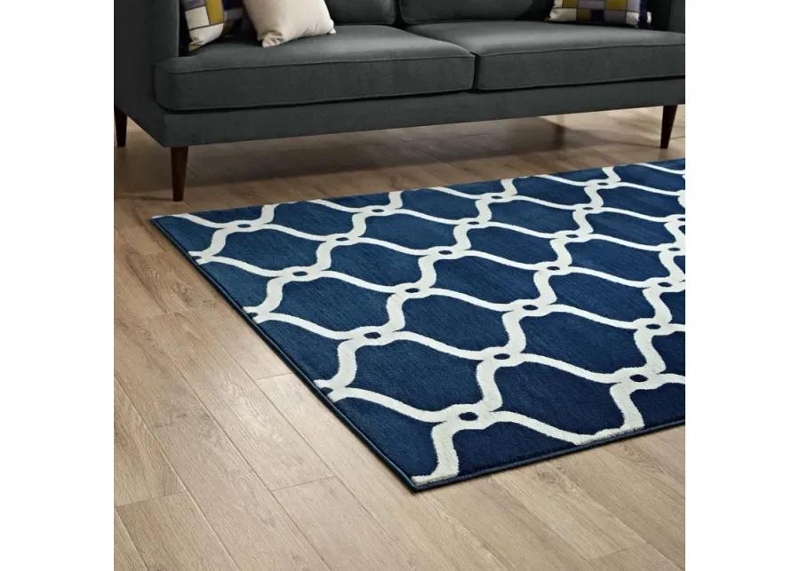 Beltara Chain Link Transitional Trellis 8x10 Area Rug - Moroccan Blue and Ivory