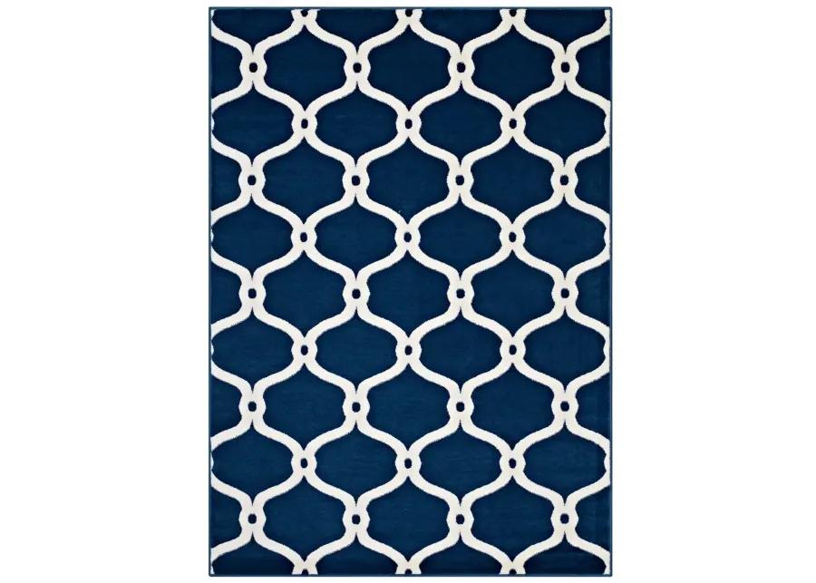 Beltara Chain Link Transitional Trellis 8x10 Area Rug - Moroccan Blue and Ivory