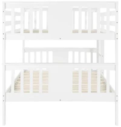 Full Over Full Bunk Bed With Ladder For Bedroom, Guest Room Furniture