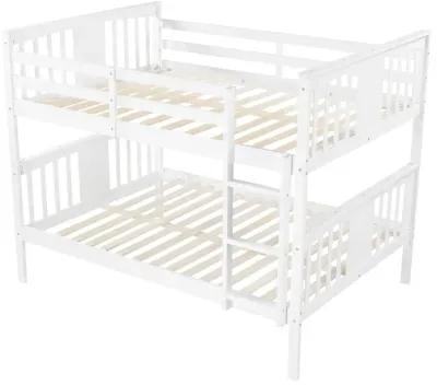 Full Over Full Bunk Bed With Ladder For Bedroom, Guest Room Furniture