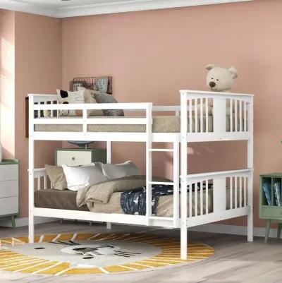 Full Over Full Bunk Bed With Ladder For Bedroom, Guest Room Furniture