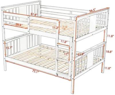 Full Over Full Bunk Bed With Ladder For Bedroom, Guest Room Furniture