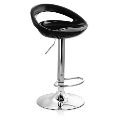 Elama 2 Piece Retro Adjustable Bar Stool in Black with Chrome Base