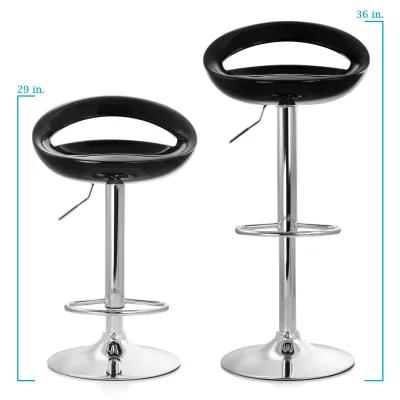 Elama 2 Piece Retro Adjustable Bar Stool in Black with Chrome Base