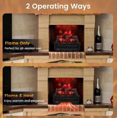 20 Inch Electric Fireplace Heater with Realistic Pinewood Ember Bed-Black