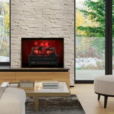 20 Inch Electric Fireplace Heater with Realistic Pinewood Ember Bed-Black